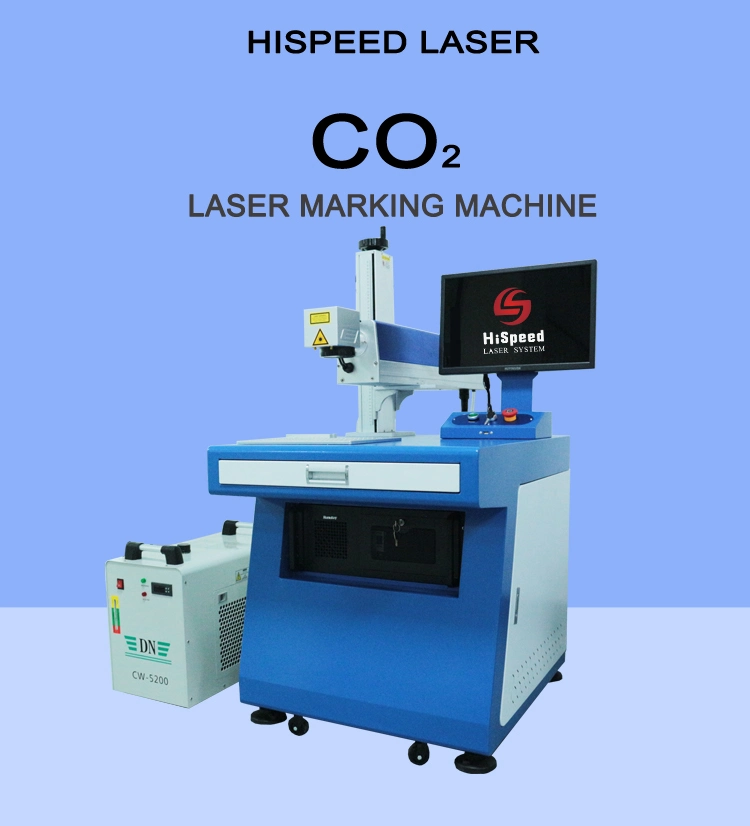 Hispeed 20W 30W CO2 Metal Tube Laser Marking Machine for Wood Leather / Laser Printing on Glass