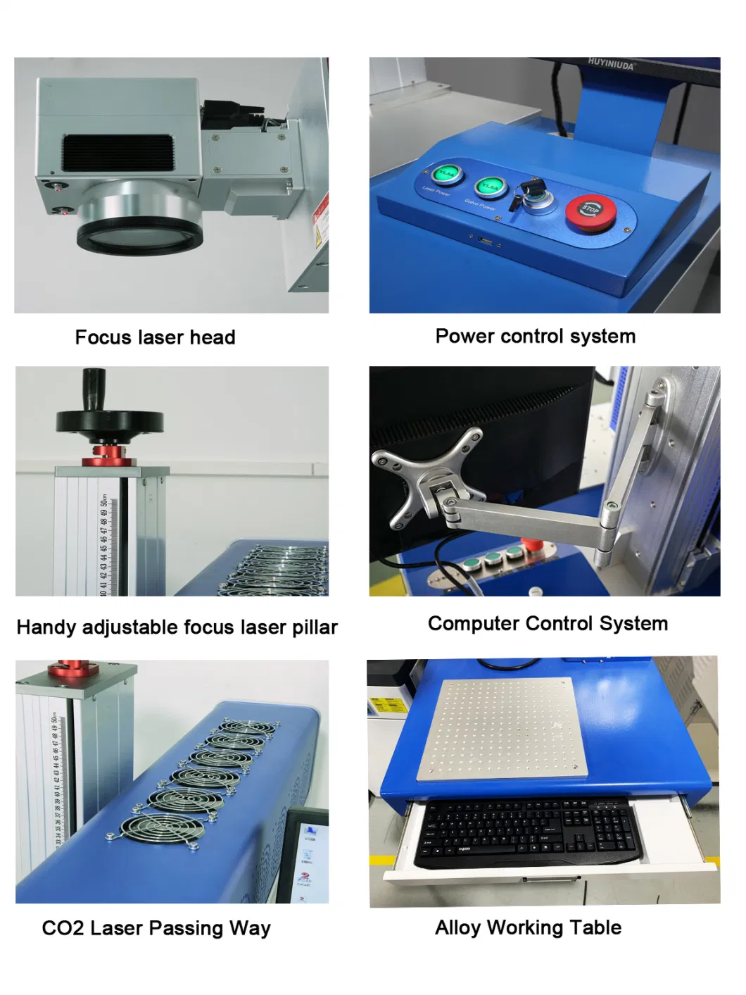 Hispeed 20W 30W CO2 Metal Tube Laser Marking Machine for Wood Leather / Laser Printing on Glass