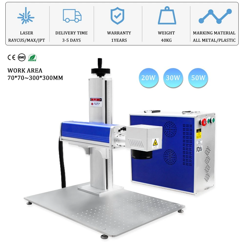 Metal Label Engraving 50W 30W 20W Mini Laser Marking Machine for Metal