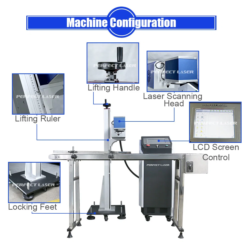 Online Flying Expiry Date CO2 Laser Marking Machine for Bottles