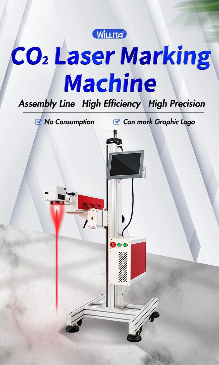 High Speed Flying CO2 Laser Marking Coding Machine 30W 50W for Plastic Bottle