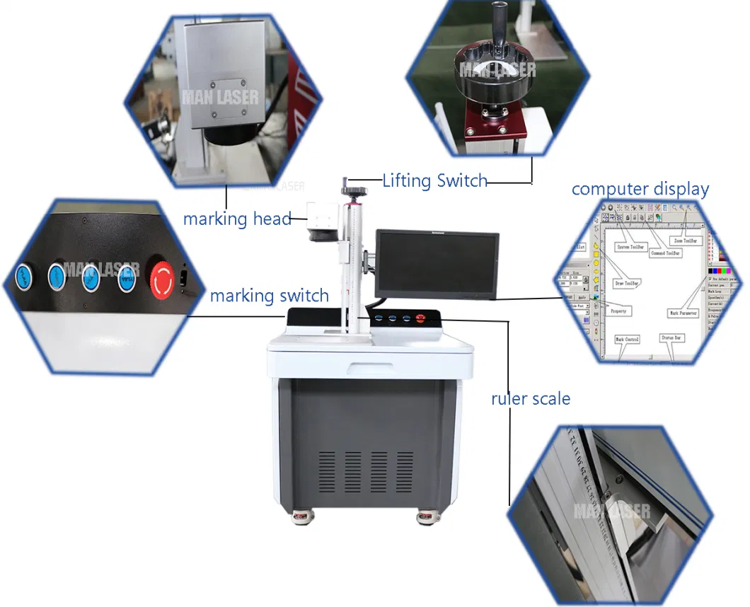 30W Plastic Buttons Laser Marking Machine with Ipg Laser Source