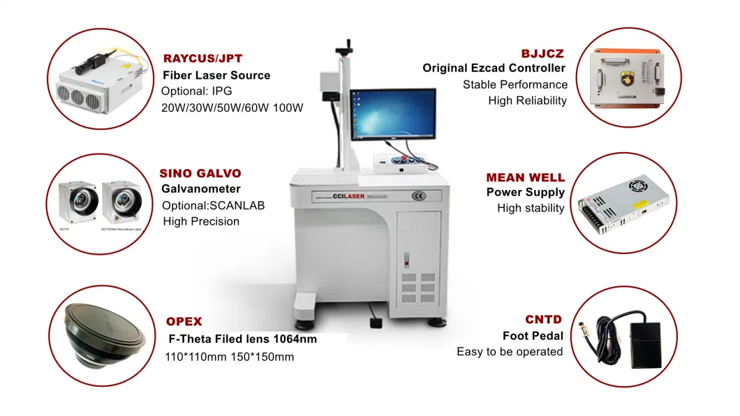 Portable CNC 30W 50W Fiber/CO2/3W 5W UV Laser Marking Machine/3D Logo Printing Machine Laser Cutting Machine for Metal/Jewelry/Plastic/Copper/Wood/Gold/Glass