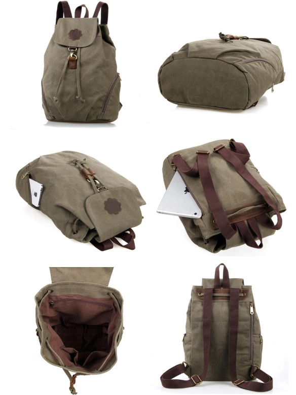 9008n Fashion Waxed Casual Canvas Backpack for Hiking Sh-15113017