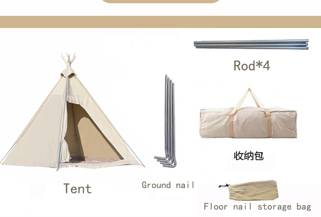 Outdoor Rainproof Camping Indian Cotton Pyramid Canopy Tent with Canopy for Tent 2-6 People