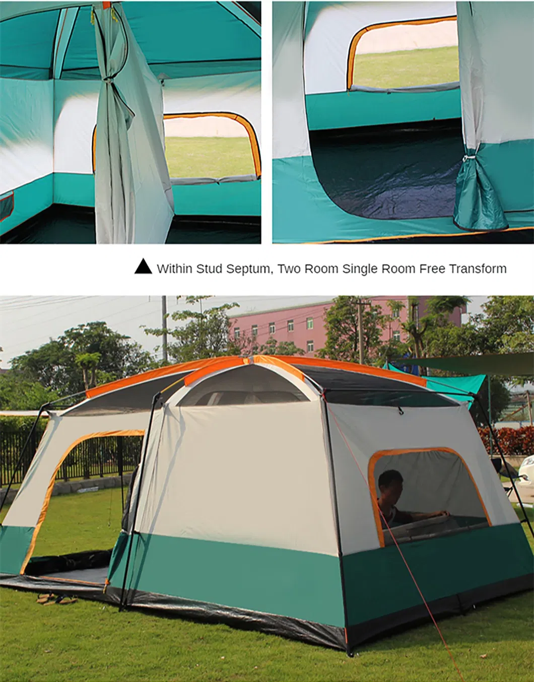 Custom Wholesale Outdoor Camping Tent 6-12 People Luxurious Waterproof Double Layer Camping Big Tent