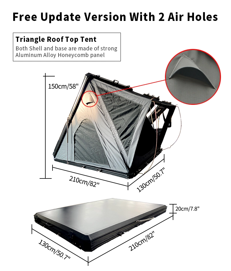 Camping 4 Person Auto Aluminum Roof Top Tent Two Window with Rainfly