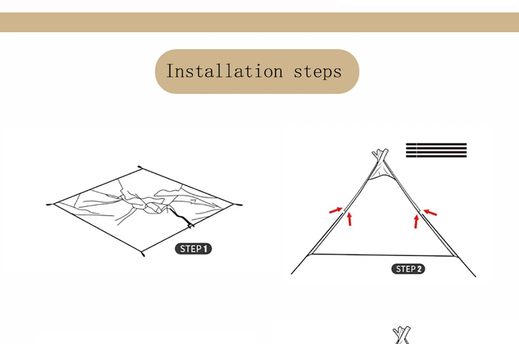 Outdoor Rainproof Camping Indian Cotton Pyramid Canopy Tent with Canopy for Tent 2-6 People