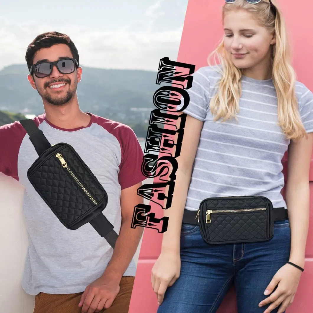 Black Fanny Packs for Women Crossbody Belt Bags Waist Pack for Teen Girls Bum Hip Bag for Travel Hiking Cycling Running Bag