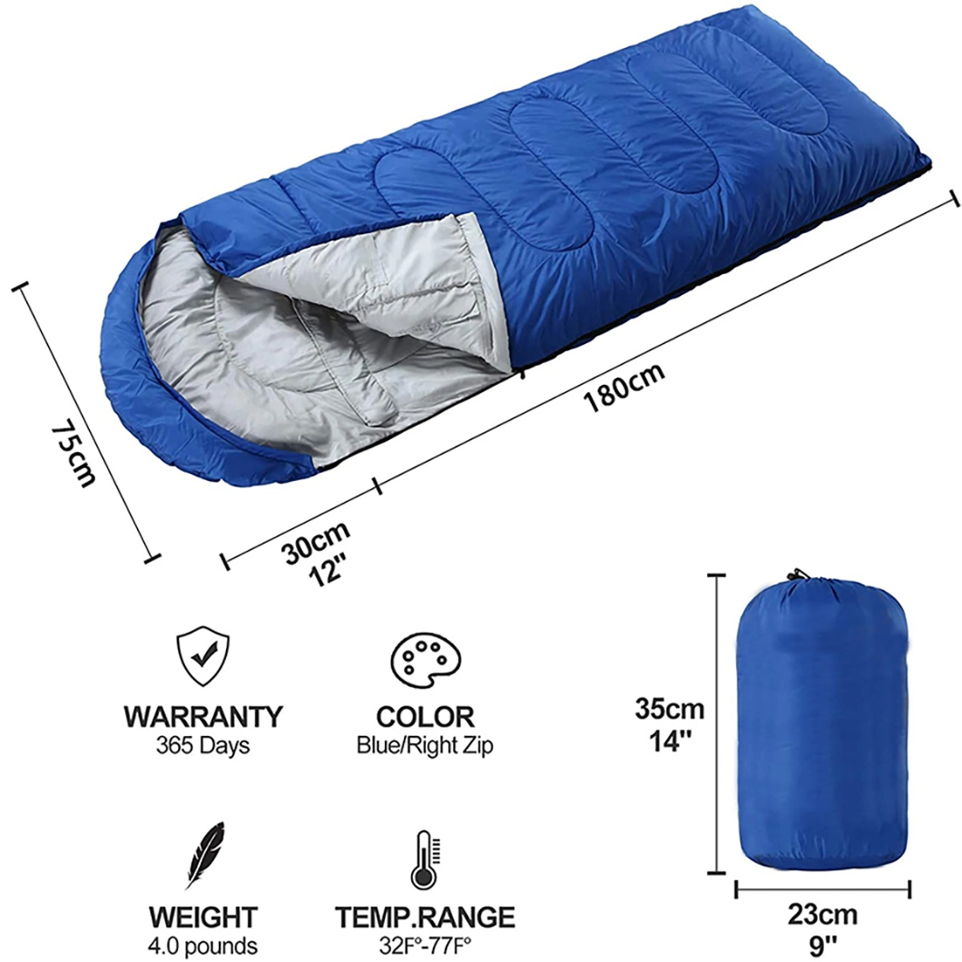 Outdoor Camping Adult Sleeping Bag Portable Ultra Light Waterproof Travel Hiking Sleeping Bag with Cap
