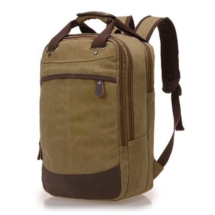 Multifunction Custom Waxed Canvas Travel School Computer Backpack