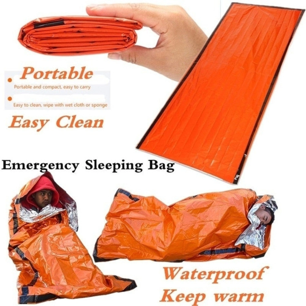 Emergency Survival Shelter &amp; Sleeping Bag Bivy Sack, Ultralight Mylar Thermal Blanket, with Survival Whistle for Outdoor Camping Bl23246