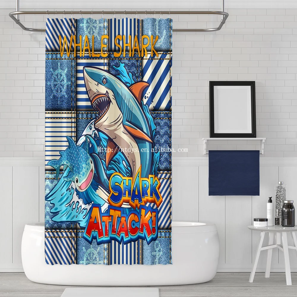 Low MOQ Cheap Digital Printing Shower Curtain Bathroom Sets Hot Sales Choose Shower Curtain Washable with Hook