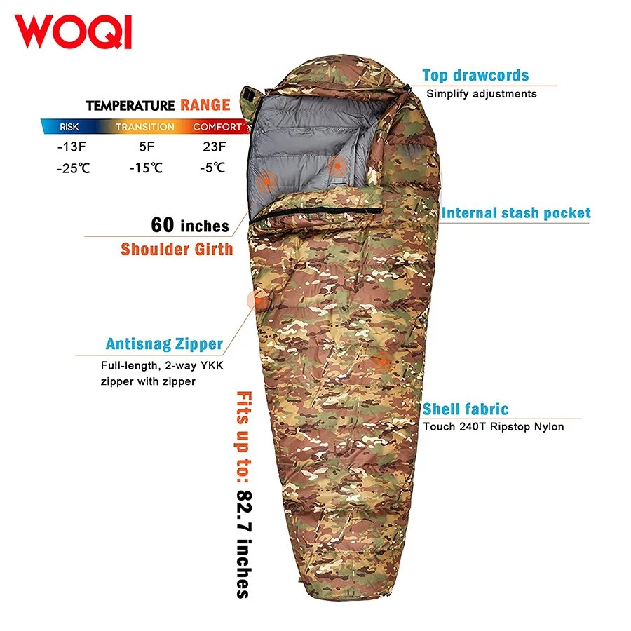 Woqi Waterproof Down Camping Ultralight Wearable Sleeping Bags for Very Cold Weather