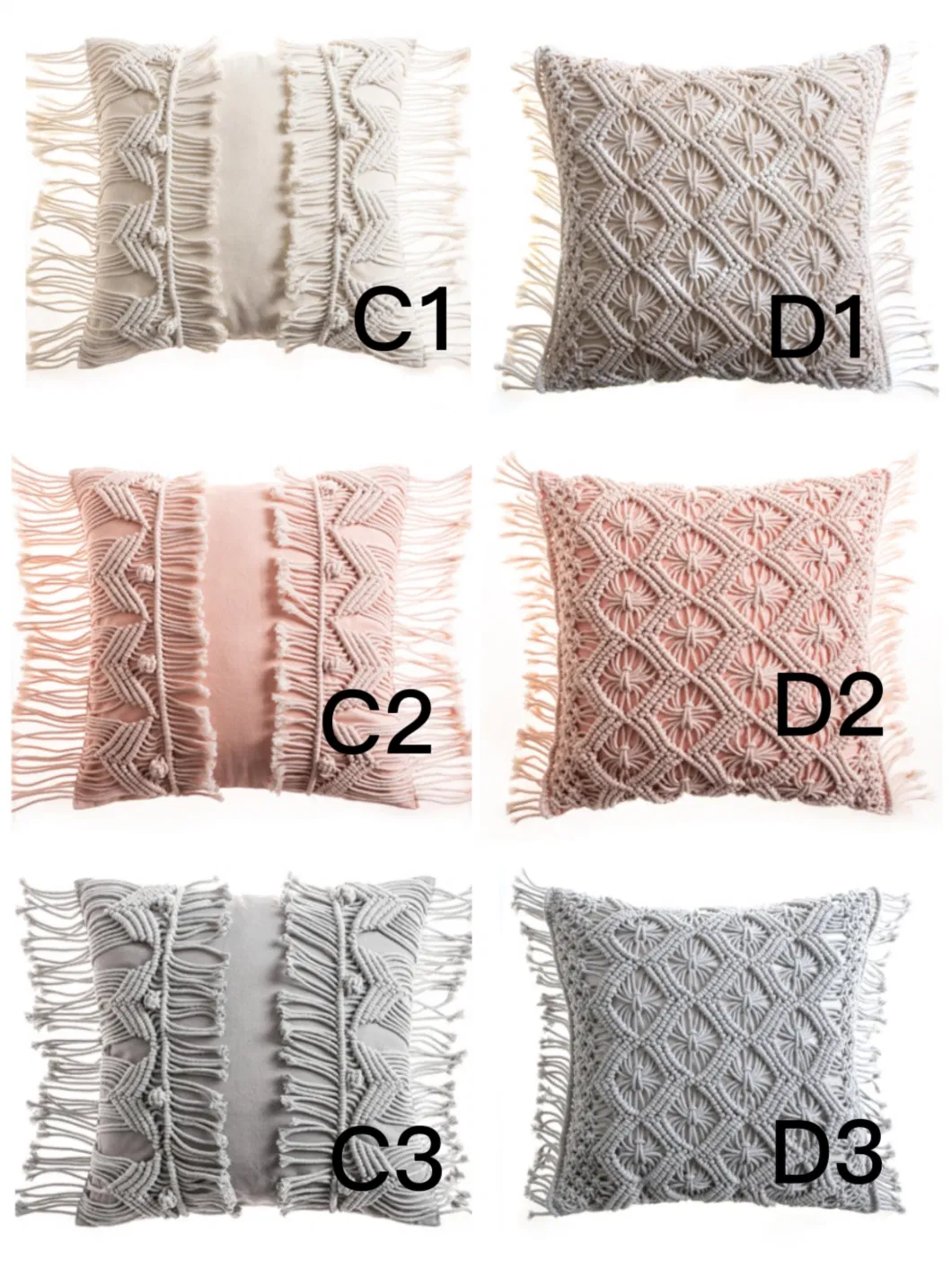18X18in Macrame Cushion Cover Boho Pillowcase Handmade Macrame Cushion Cover Colorful Macrame Cushion
