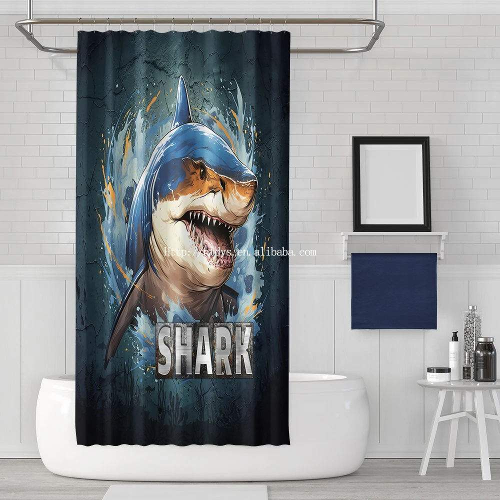 Low MOQ Cheap Digital Printing Shower Curtain Bathroom Sets Hot Sales Choose Shower Curtain Washable with Hook