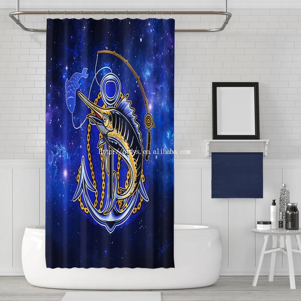 Low MOQ Cheap Digital Printing Shower Curtain Bathroom Sets Hot Sales Choose Shower Curtain Washable with Hook