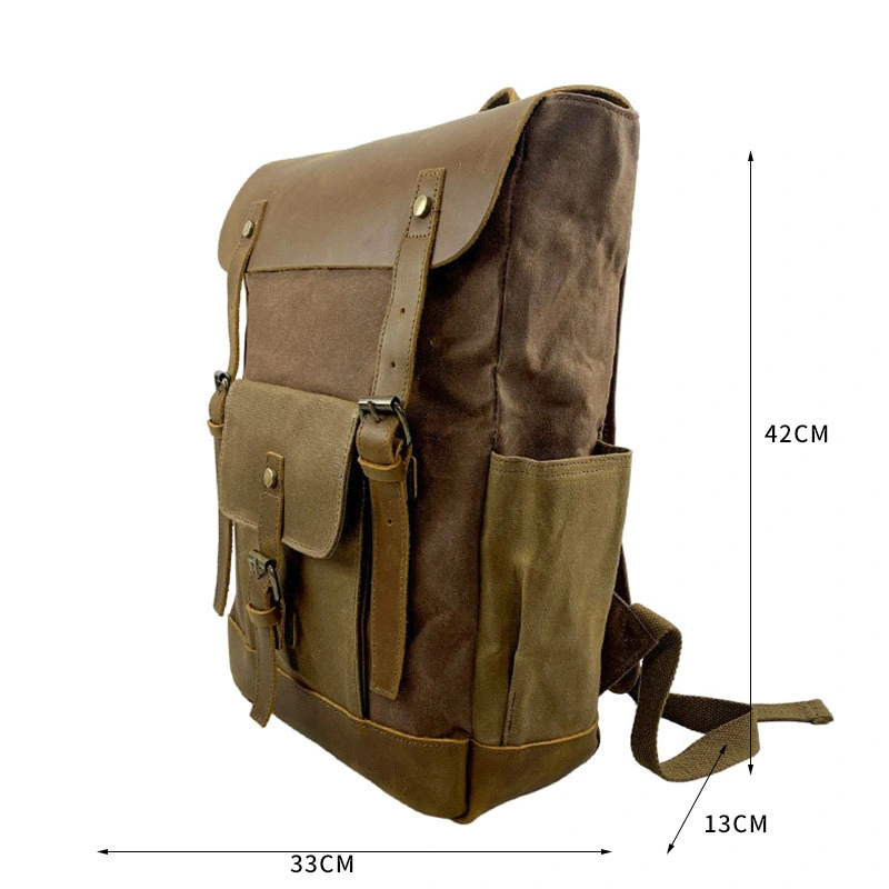 Spot Waterproof Oil-Waxed Canvas Retro Casual High-Quality Multi-Functional Computer Backpack