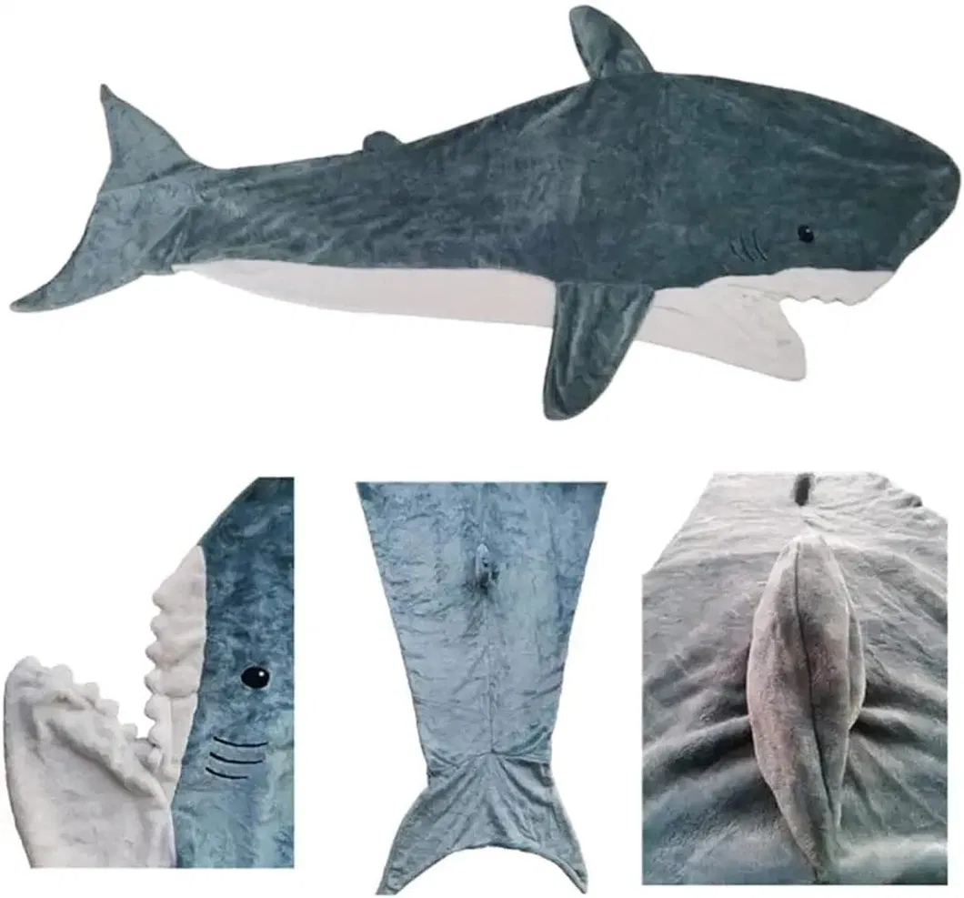 Original Factory Shark Blanket Hoodie Super Soft Cozy Flannel Hoodie Wearable Adult Shark Sleeping Bag