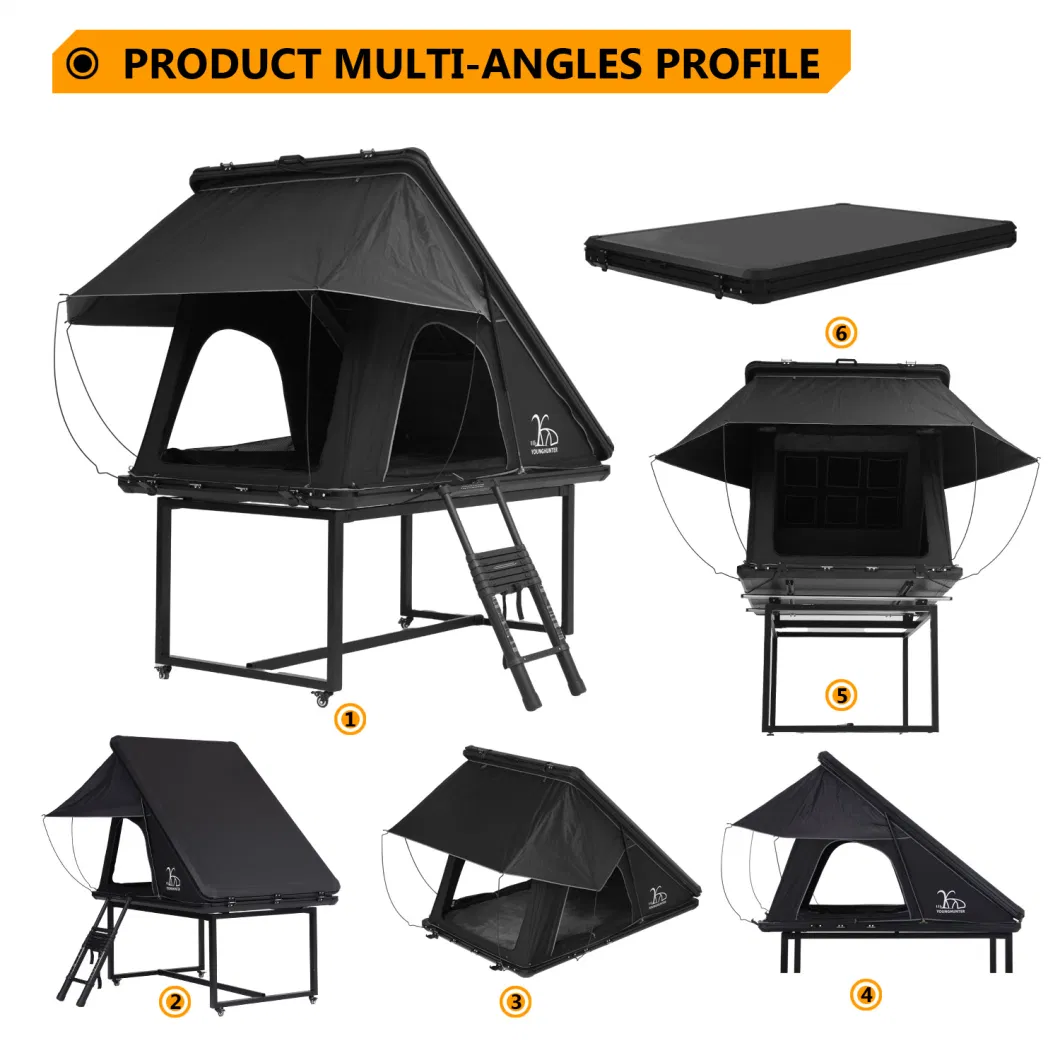 Younghunter Overland Car Multi Angle Awning Pop up Aluminum Triangular Hard Top Roof Top Tent