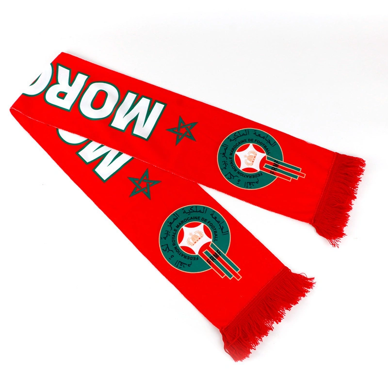 Factory Custom Logo Fans Knitted Acrylic Football Soccer Scarf