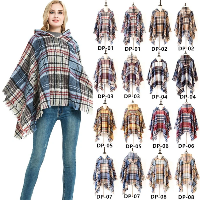 High Quality Hooded Shawl Wrap Poncho for Women