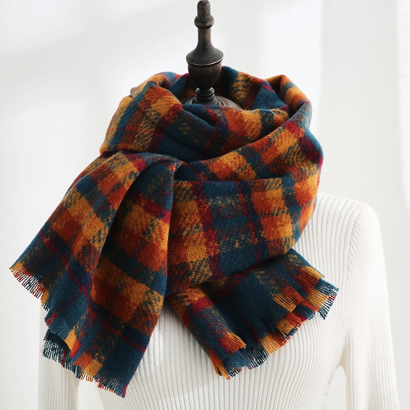 Women&prime;s Long Plaid Blanket Chunky Oversize Winter Warm Wool Scarf