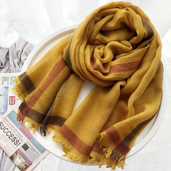 Autumn and Winter Latest Big Size Strip Pattern Lady Long Fashion Scarf