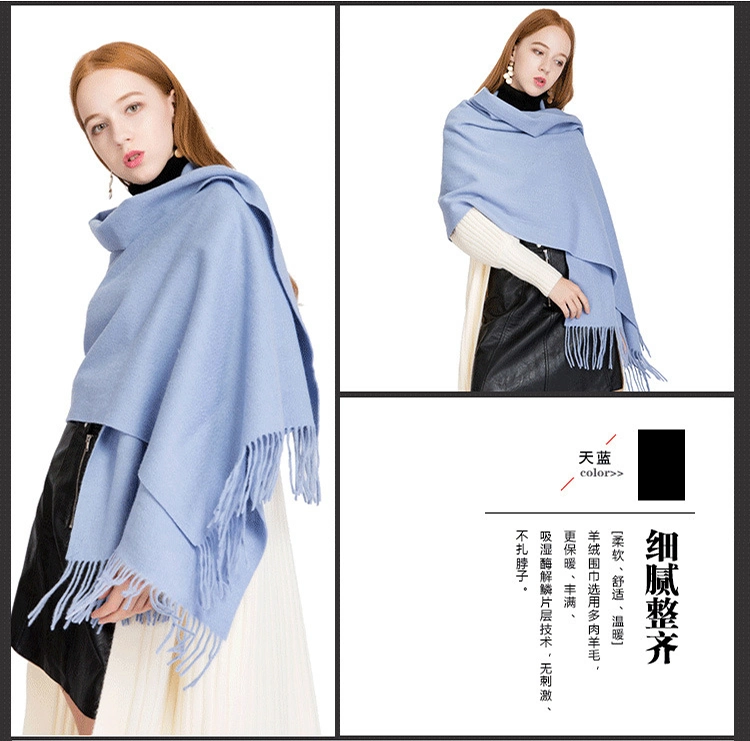 Fashion Lady Warm Long Pure Color Shawl Cashmere Winter Womens Pashmina Scarf