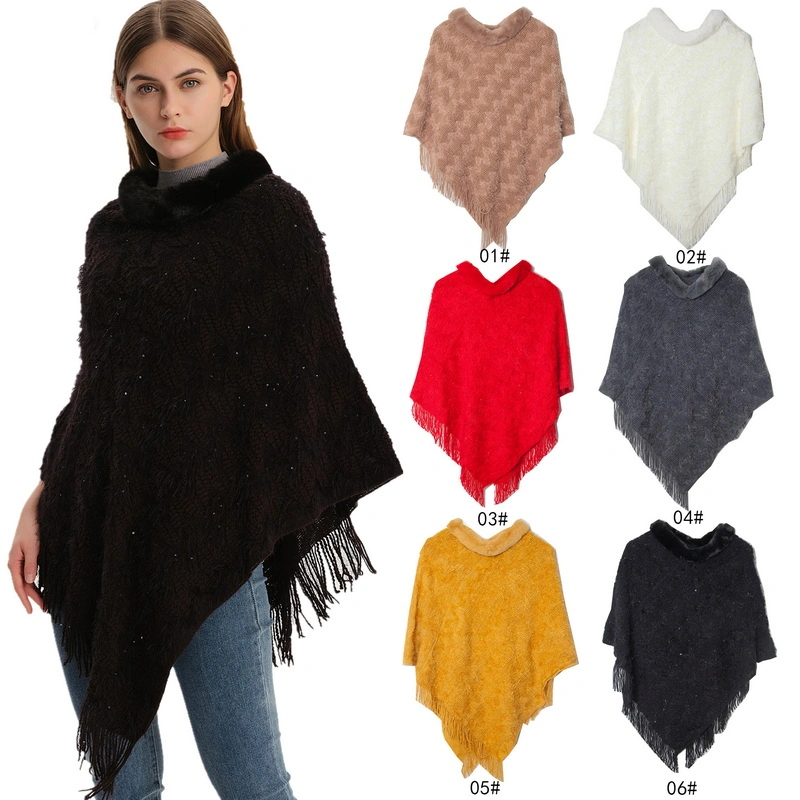 Custom Winter Pure Color Cape Shawl for Ladies