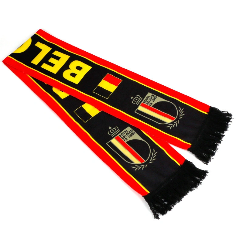 Factory Custom Logo Fans Knitted Acrylic Football Soccer Scarf