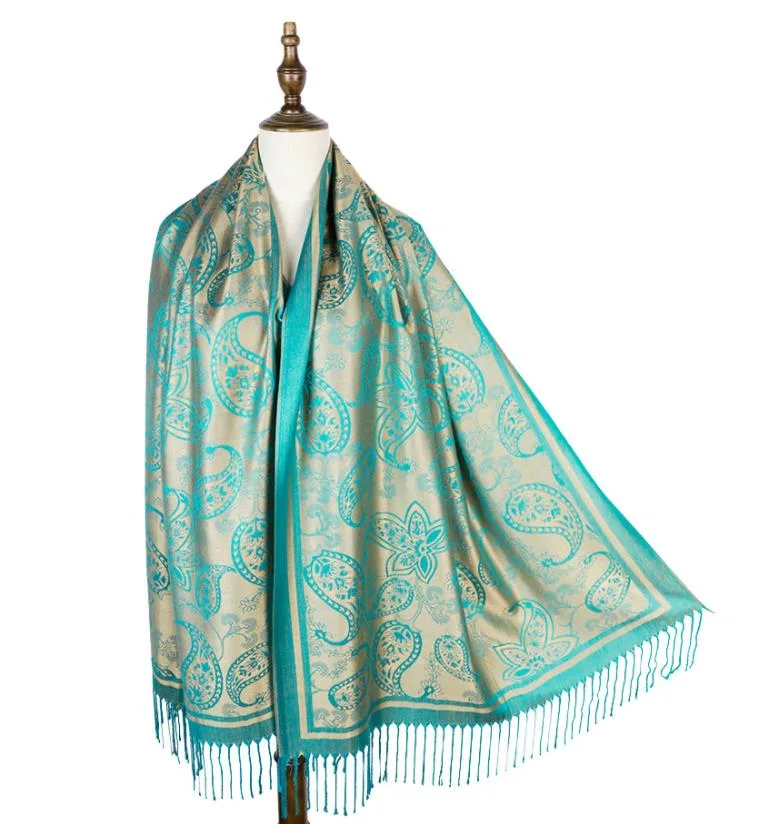 Ladies Fashion Woven Jacquard Shawl Acrylic Lurex Scarf Shiny Scarf