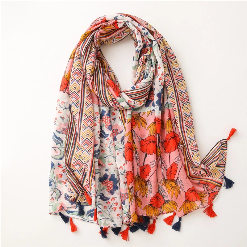 Hot Sell 2022 Spring Light Scarves Ladies Fashion Floral Printing Scarf with OEM Designed