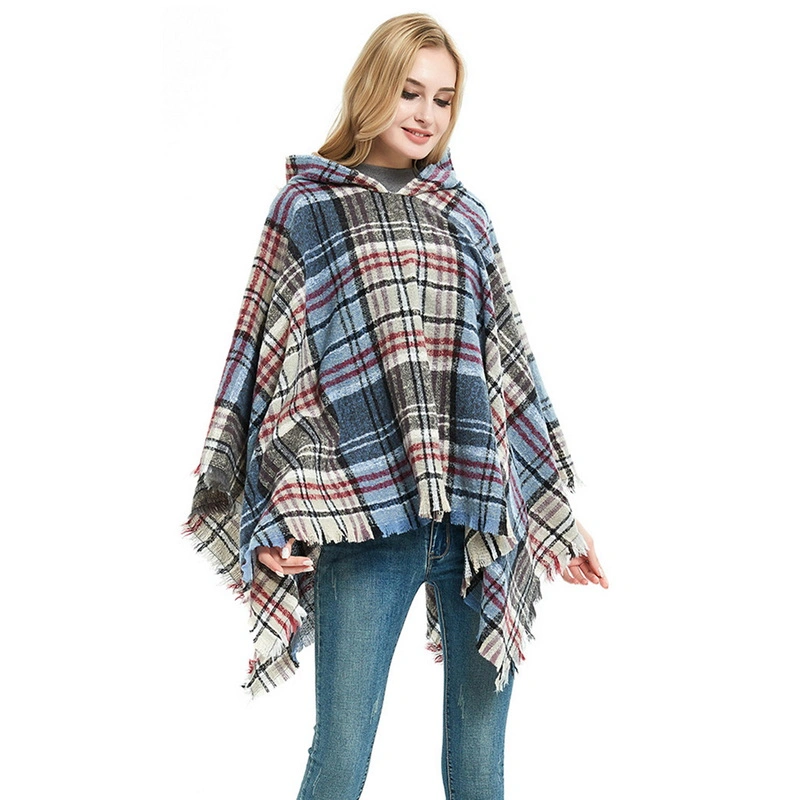 High Quality Hooded Shawl Wrap Poncho for Women