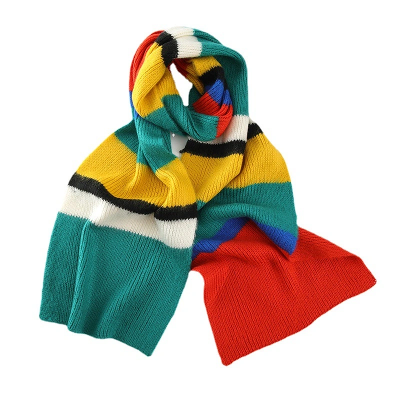 Mohair Knitted Striped Scarf Factory New Europe and The United States Foreign Trade Cross-Border Fall and Winter Imitation Cashmere Scarf Scarf Female