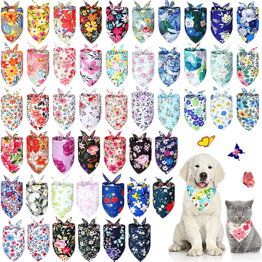 Floral Dog Bandanas Summer Flower Dog Triangle Scarf