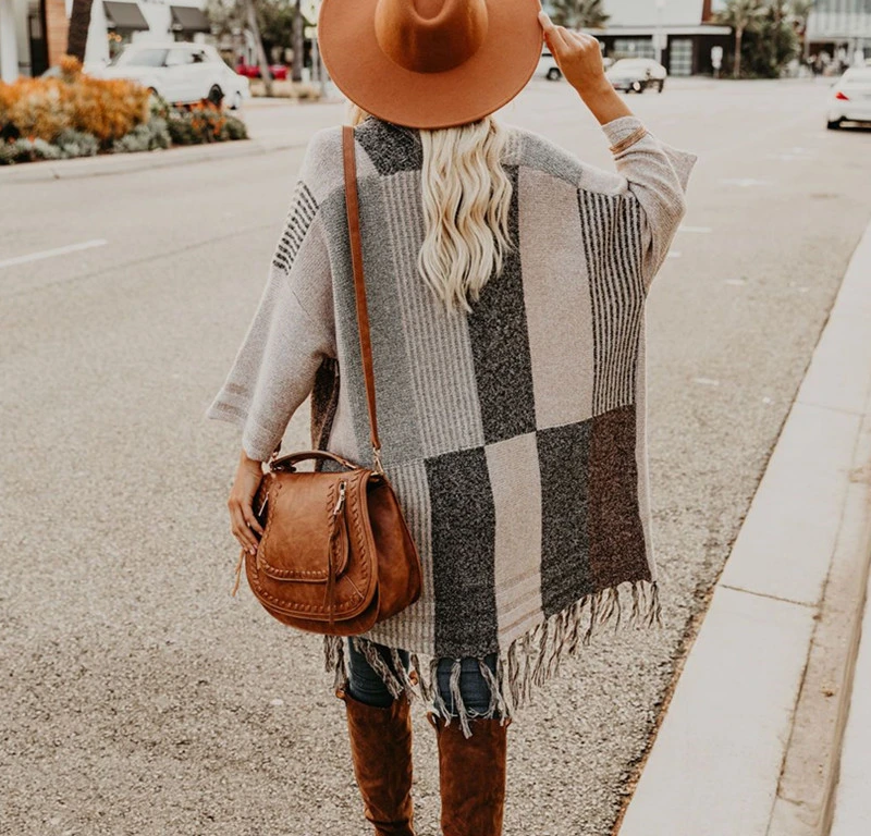 Fall New Style Ladies Tassel Knitted Shawl Fashion Knitted Coat