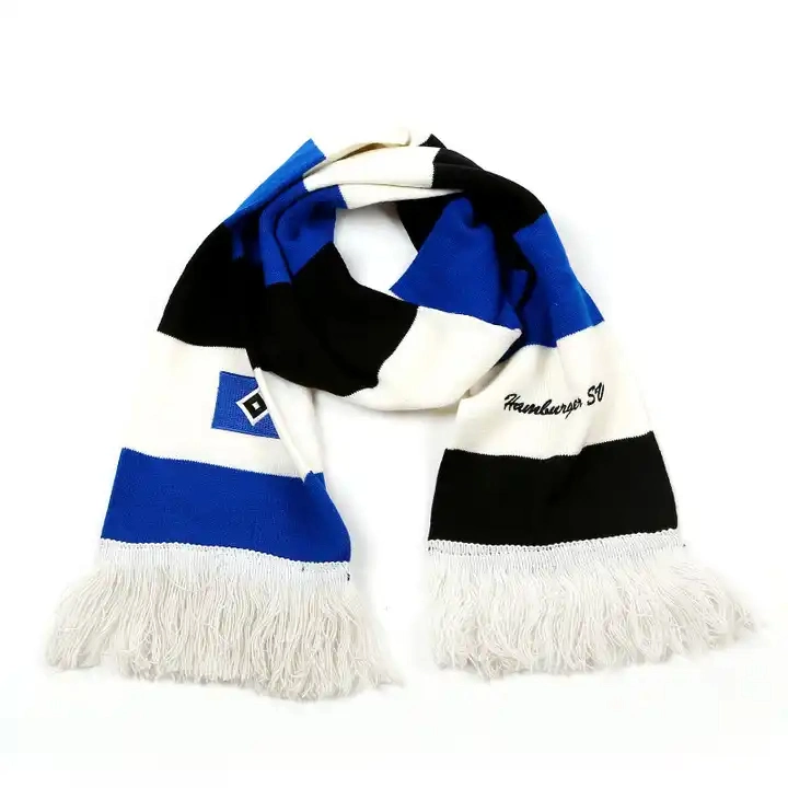 Factory Custom Logo Fans Knitted Acrylic Football Soccer Scarf