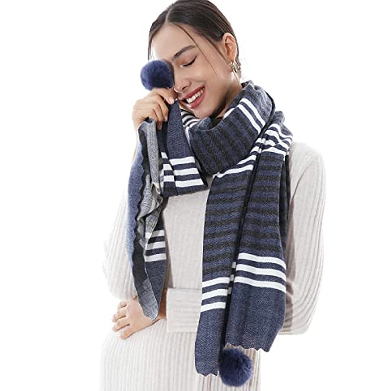 Pashmina Shawls Wraps for Evening Dresses Winter Warm Scarves with POM Poms