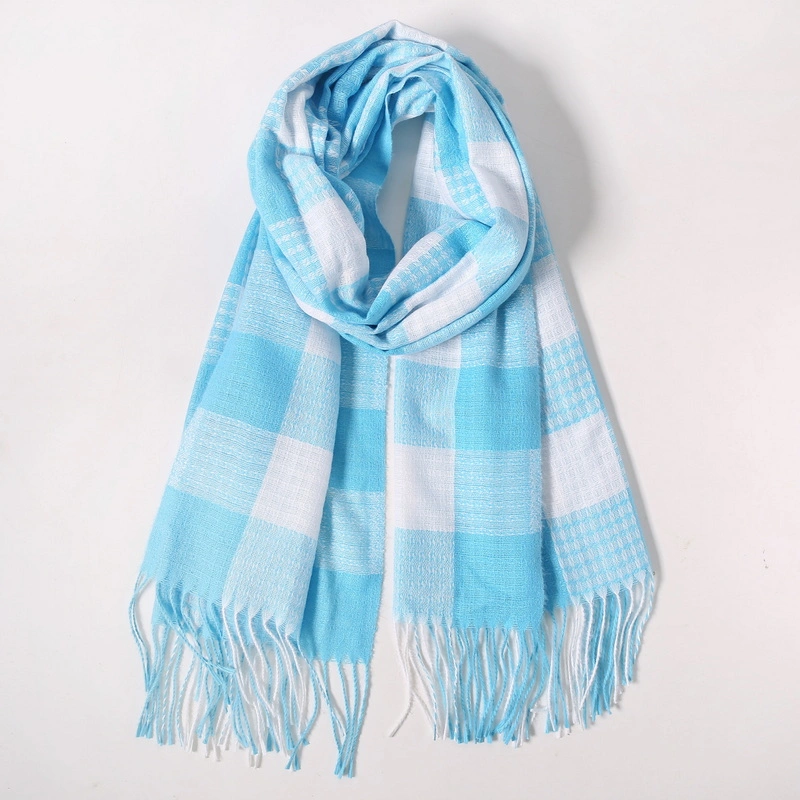 Wholesale Tartan Checked Long Scarf with Tassel for Ladies