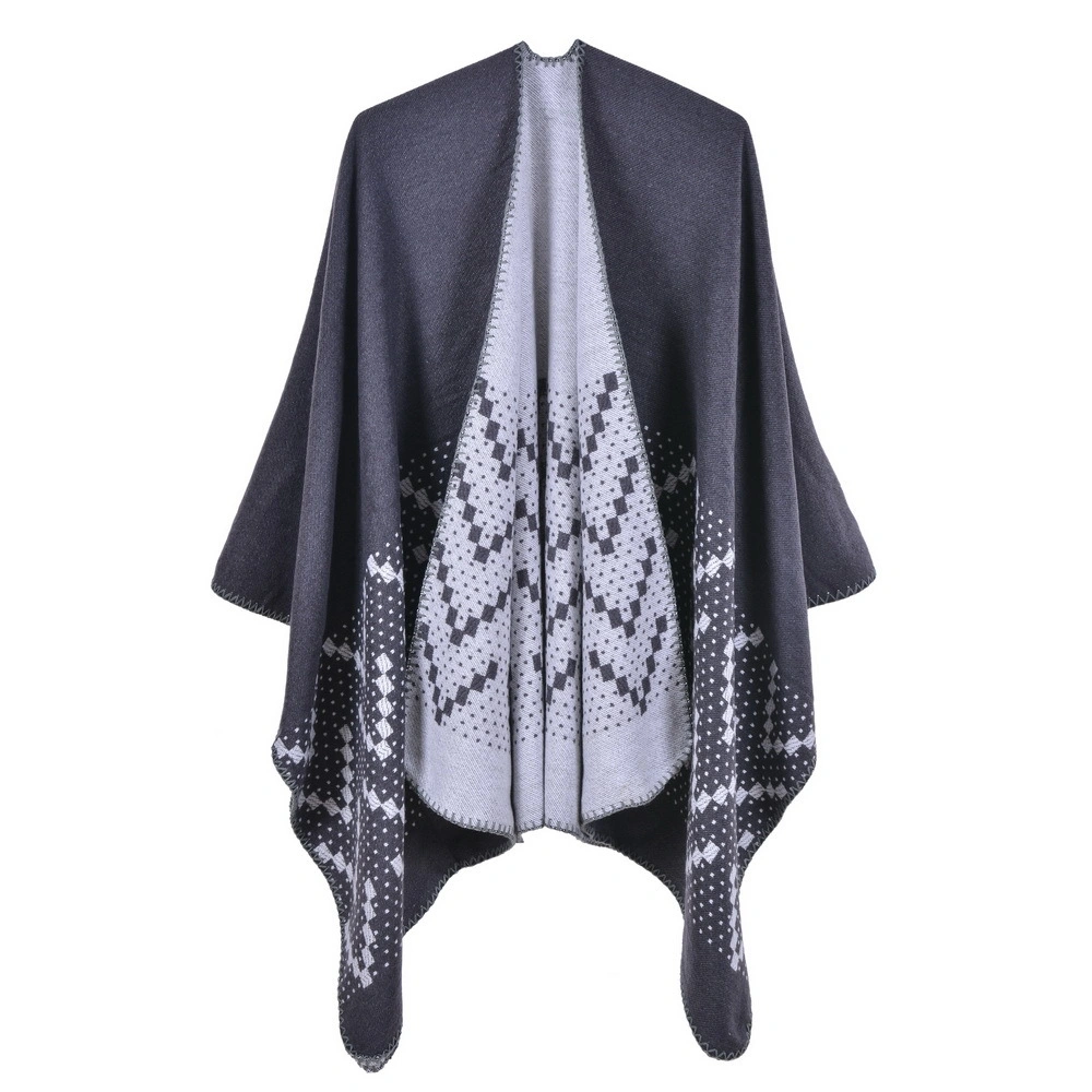 Winter Warm Oversized Printing Blanket Cape Wraps Shawl Cardigans