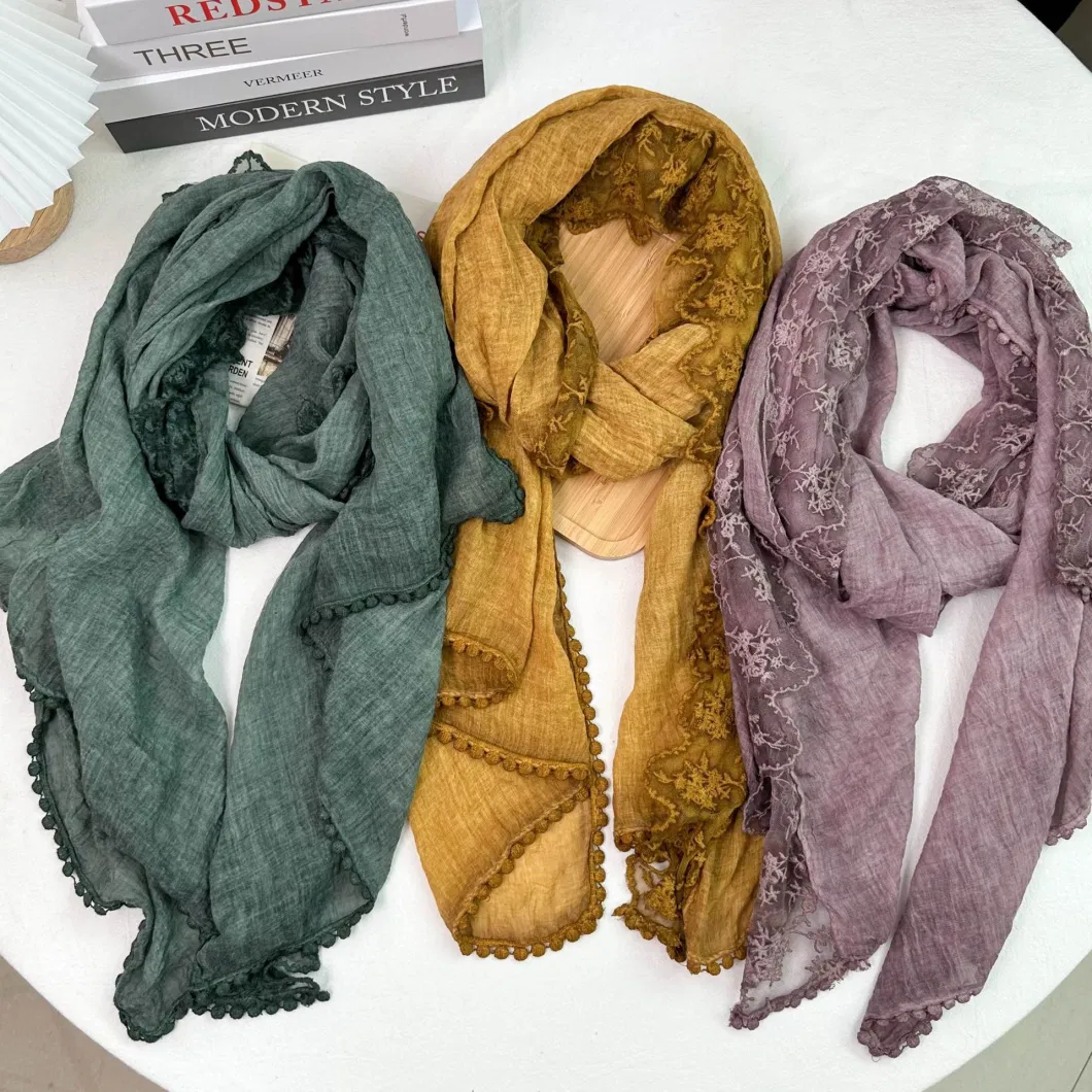 Solid Cottton Scarf for Women Lightweight Shawl Wrap