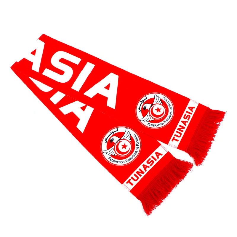 Factory Custom Logo Fans Knitted Acrylic Football Soccer Scarf