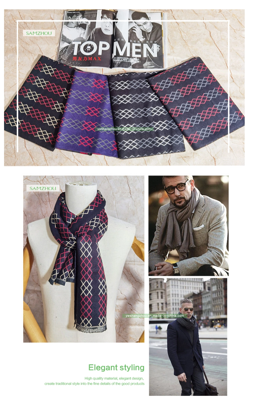 Europe Cashmere Men&prime; S Scarf Elegant Business Plaid Shawl Wholesale