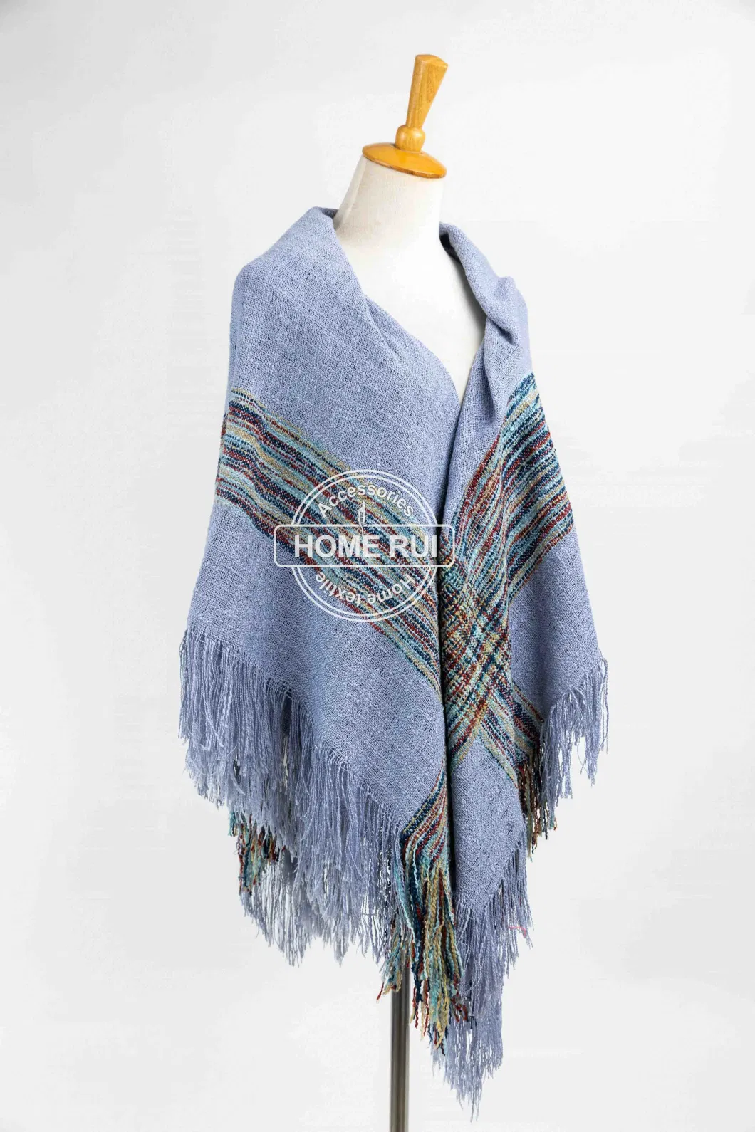 Wholesaler Outerwear Apparel Accessory Women Spring Winter Lilac Long Fringe Checks Grid Tartan Warm Pashmina Windowpane Beach Headwear Blanket Scarf Shawl