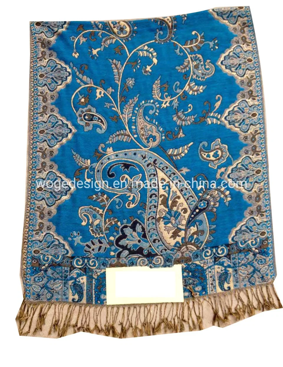 Yiwu Woge Manufacturer Mujeres Soft High Quality Nice Scarf Tippet Muffler Jacquard Paisley Floral Polyester Supplier Pashmina