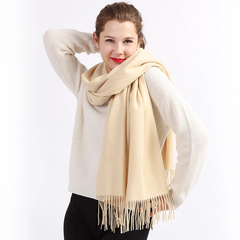 Wholesale Classic Plain Pure Wool Shawl Winter Luxury Pashmina Wrap for Woman