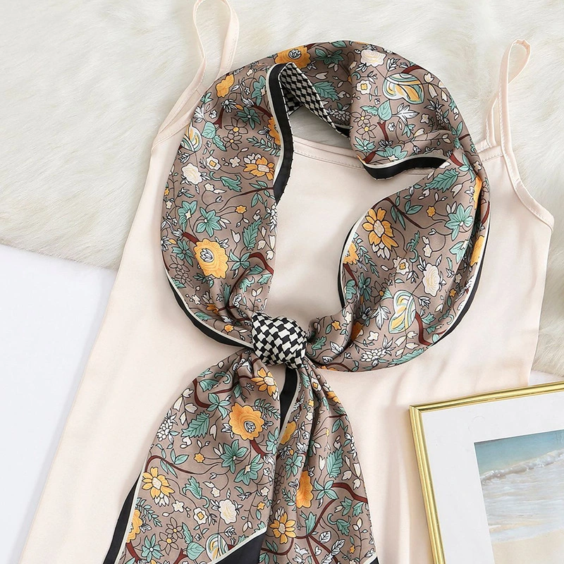 Digital Printing Floral Summer Fresh Color Women Lady Fashion Colorful Long Silk Scarf