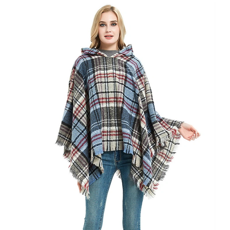 High Quality Hooded Shawl Wrap Poncho for Women