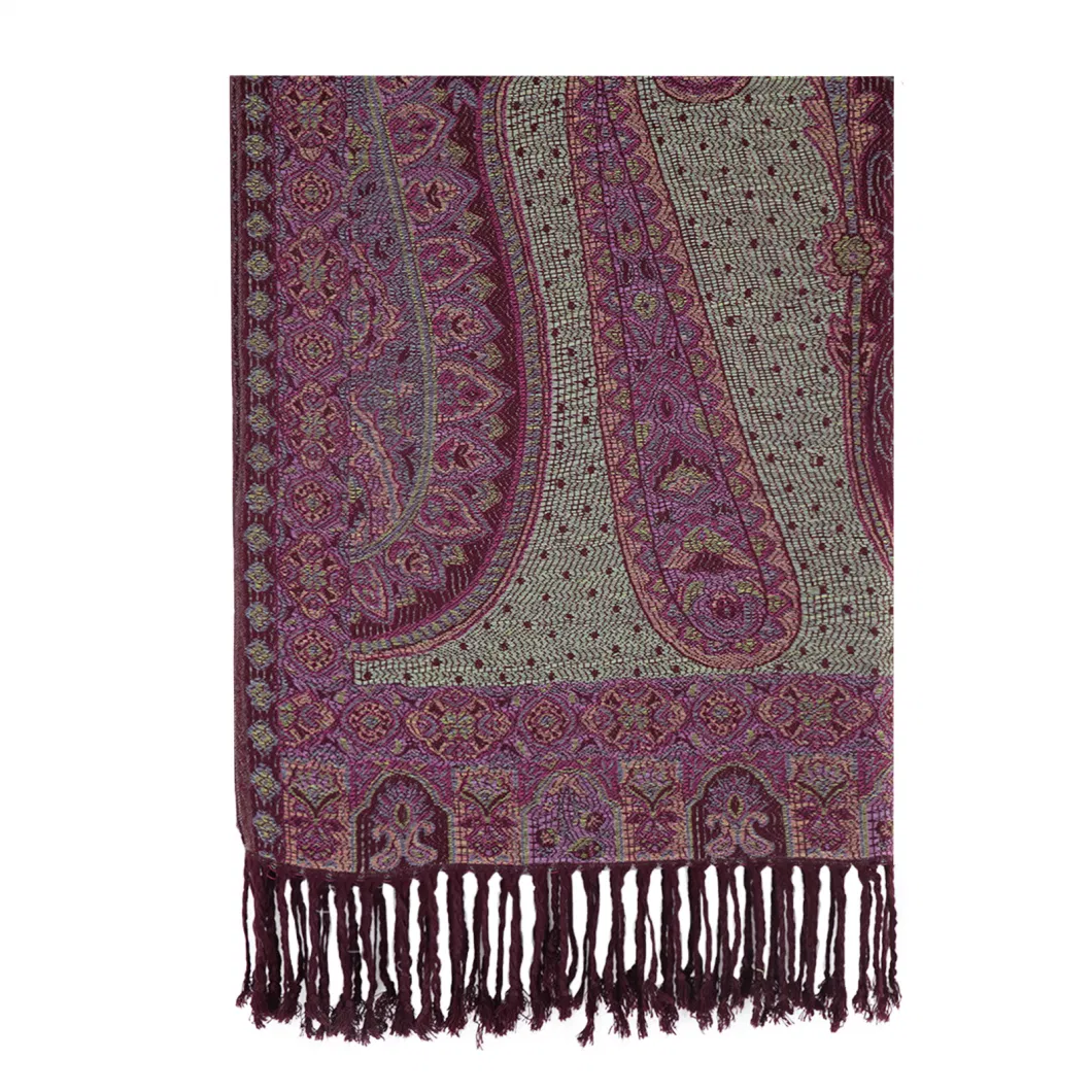 Spring Paisley Shawl Fashion Purple Red Jacquard Wraps Soft Ladies Paisley Scarf